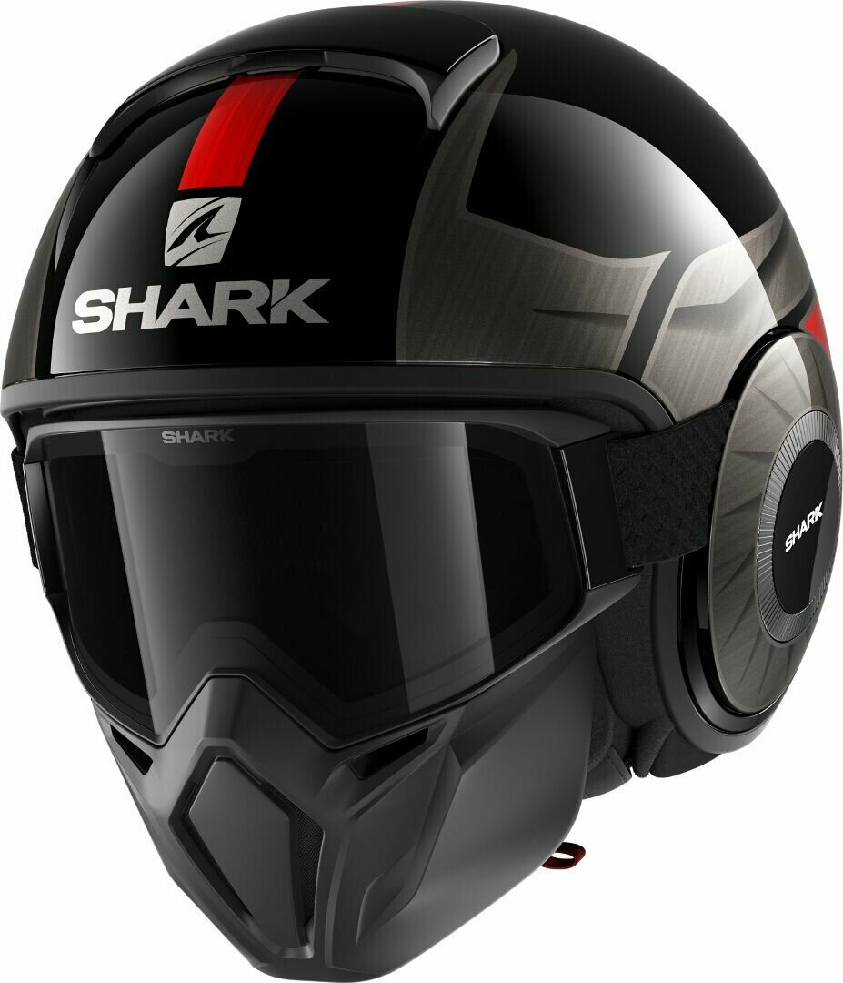 Мотошлем открытый SHARK STREET DRAK TRIBUTE RM Black/Chrome/Red, S