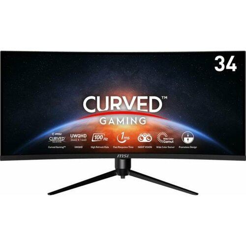 Монитор MSI 34 MAG342CQPV черный VA LED 1ms 219 HDMI матовая HAS Piv 250cd 178гр178гр 3440x1440 100Hz FreeSync DP UW 691кг 3028900₽