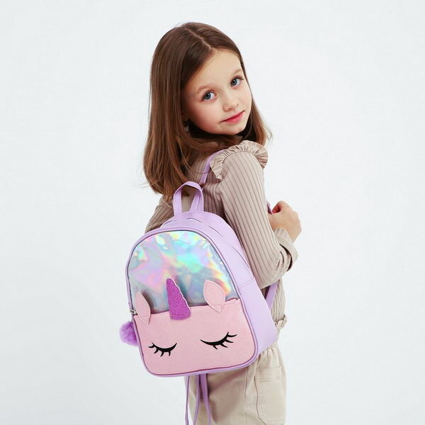 Рюкзак детский с блестящим карманом "Единорог", 27х23х10 см