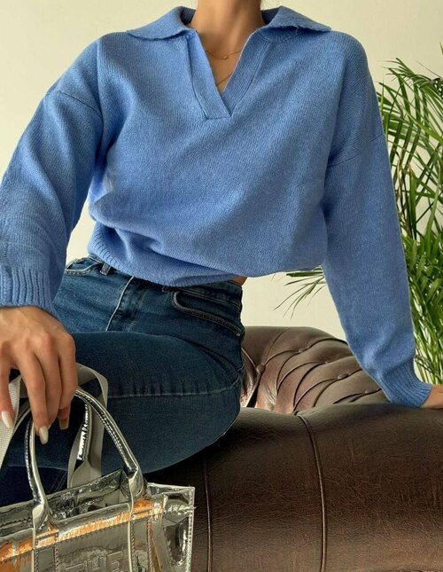 Пуловер, размер 40/46, голубой