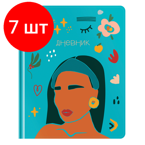 Комплект 7 шт, Дневник 1-11 кл. 48л. (твердый) Greenwich Line Girl, иск. кожа, УФ-печать, конгрев, тиснение фольгой, тон. блок, ляссе комплект 11 шт дневник 1 11 кл 48л твердый greenwich line creatures иск кожа печать комбинация материалов тиснение тиснение фольгой тон блок ляссе