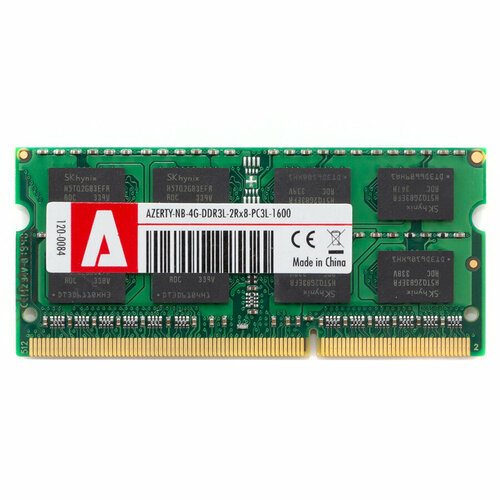 Оперативная память SODIMM 4 Gb Azerty DDR3L 2Rx8 PC3L-1600 модуль памяти azerty 4gb sodimm 4gb ddr3l 1600 2rx8