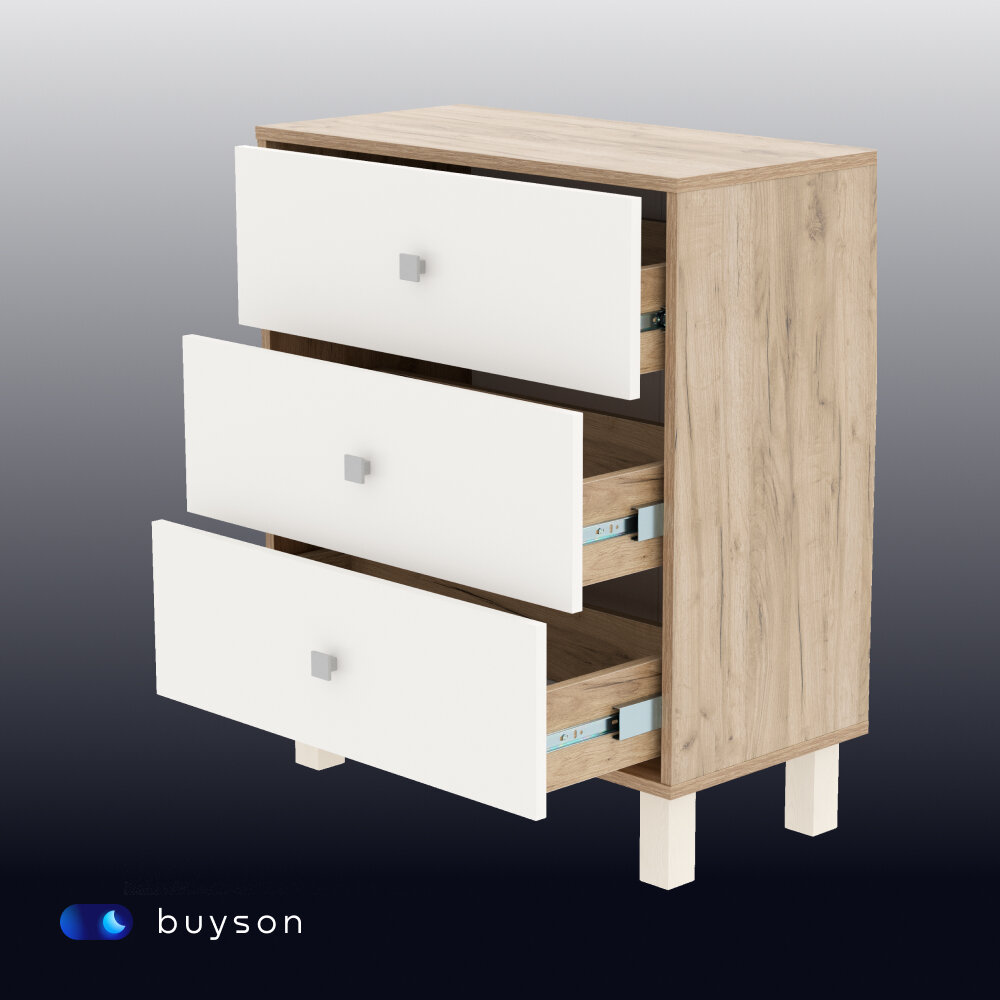 Комод buyson BuyDream 70х35х82 см Дуб крафт серый/белый — фото 1
