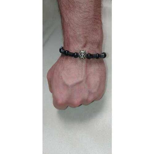 фото Браслет, размер 20 см, серебряный, черный мастерhand