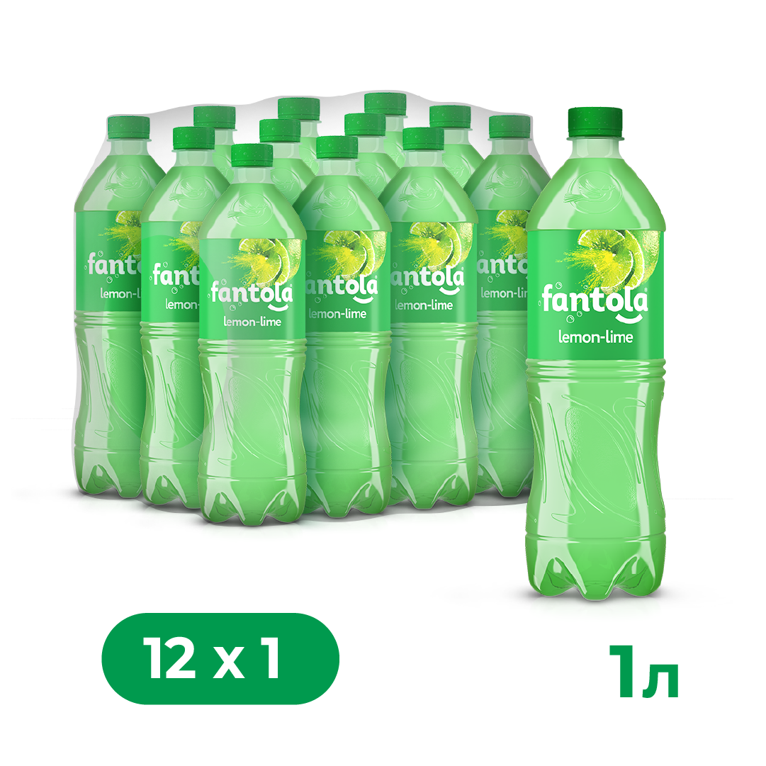 Газированный напиток Fantola «Lemon - Lime», 12 шт по 1 л, ПЭТ - фотография № 1