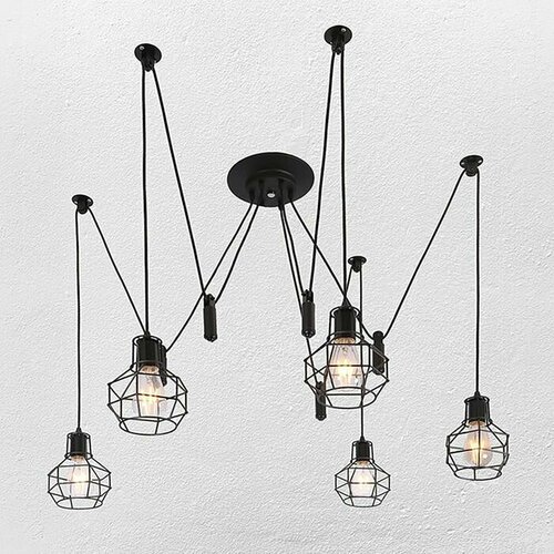 Люстра подвес Паук E27 5х40Вт черный 85х85х75 см 12126₽