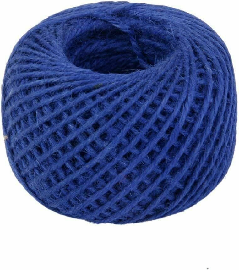Шпагат хлопковый Kraftcom, 2мм х 50м (1шт), цвет - синий / шпагат для вязания, веревка для плетения ковриков ковриков корзин сумок панно, шнур для макраме
