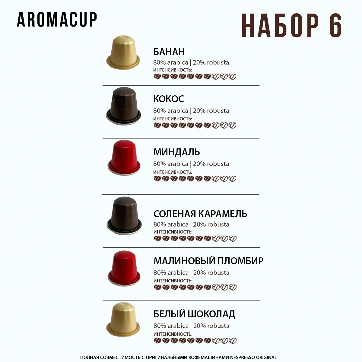 "Капсулы для кофемашин Nespresso Original", 6 упаковок - фотография № 3