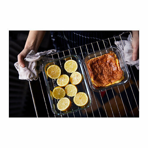 Контейнер для еды IKEA "365", термостойкий, бесцветный, стекло, 1 л — фото 1