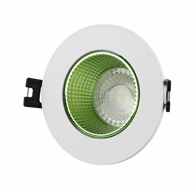 Denkirs (Денкирс) DK3061-WH+GR Встраиваемый светильник, IP 20, 10 Вт, GU5.3, LED, белый/зеленый, пластик