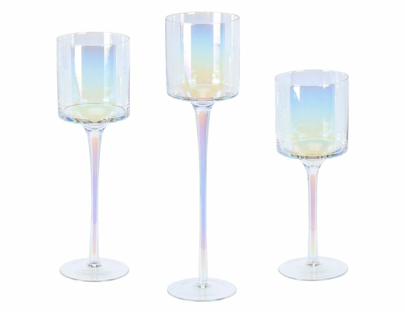 Набор подсвечников-бокалов ансолей, стекло, 25-35 см, 3 шт, Koopman International CD1200040