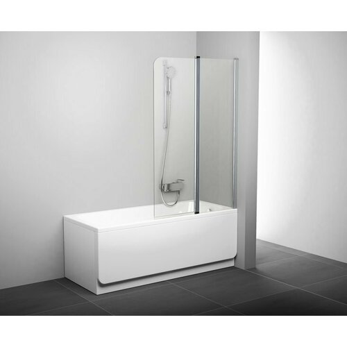 Шторка для ванной Ravak CVS2 100 блестящий + Transparent левая шторка для ванной ravak cvs2 100 блестящий transparent левая