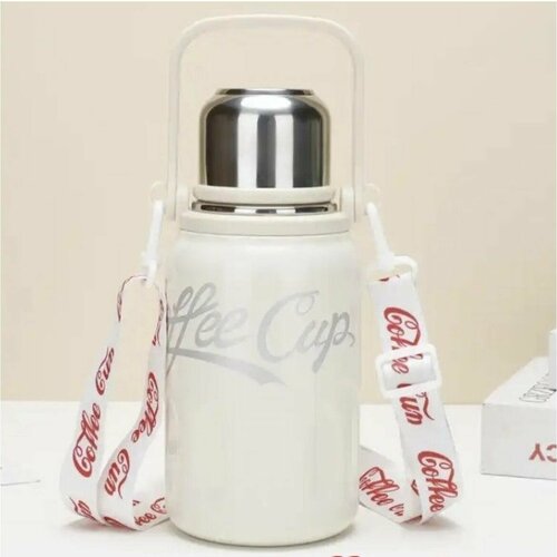 Вакуумный термос из нержавеющей стали с ручкой Coffee белый 3000₽