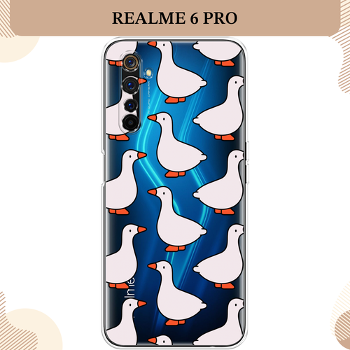 Силиконовый чехол Гуси на Realme 6 Pro / Реалми 6 Про, прозрачный силиконовый чехол на realme 6 pro реалми 6 про кот джентльмен прозрачный