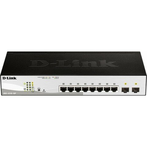 Коммутатор D-Link DGS-1210-10P/F3A (L2) 8x1Гбит/с 2SFP 8PoE 65W настраиваемый