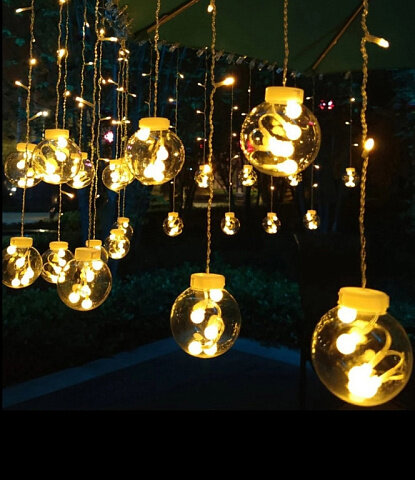 фото Светодиодная гирлянда занавес Прозрачные шары с шариками внутри Цвет желтый