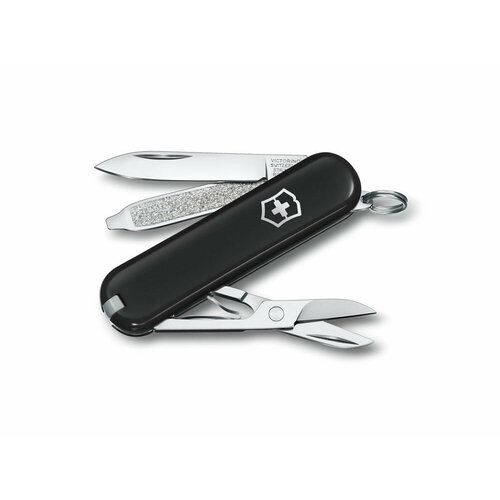 Нож-брелок VICTORINOX Classic SD Colors Dark Illusion, 58 мм, 7 функций, чёрный