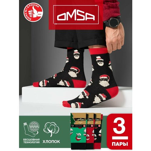 фото Носки omsa, 3 пары, 3 уп., размер 45-47 (29-31), мультиколор