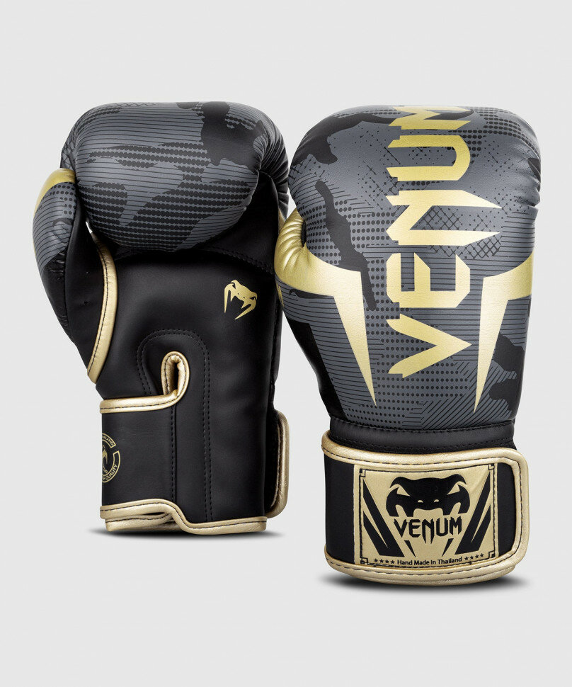 Боксерские перчатки Venum Elite 12oz камуфляж, золотой