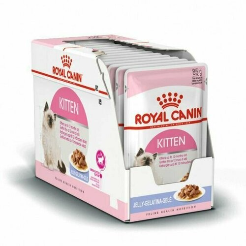 Упаковка 14шт. Влажный корм для котят с 4 месяцев Royal Canin Kitten, кусочки в соусе с мясом, 85 г