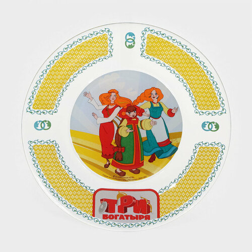 Priority Тарелка стеклянная «Три Богатыря. Царевны», d=19,5 см бесцветный, прозрачный