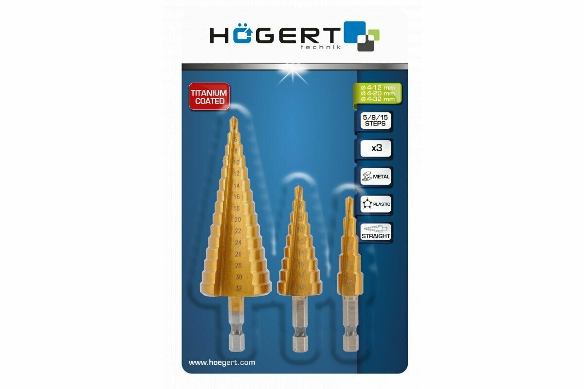 Набор ступенчатых сверл HOEGERT TECHNIK Hogert Technik - фото №8