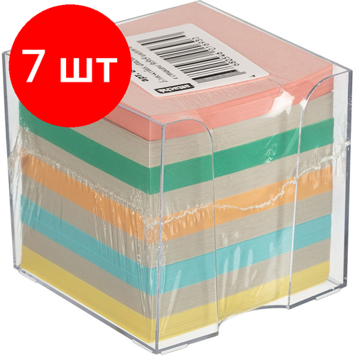 Комплект 7 штук, Блок для записей в подставке ATTACHE эконом в стакане 9х9х9 цветной Т
