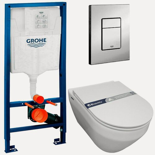 Изображение товара Инсталляция Grohe Rapid SL 38772001 + унитаз Bloomix Modern 2.0 T120208R/UF1 безободковый с сиденьем