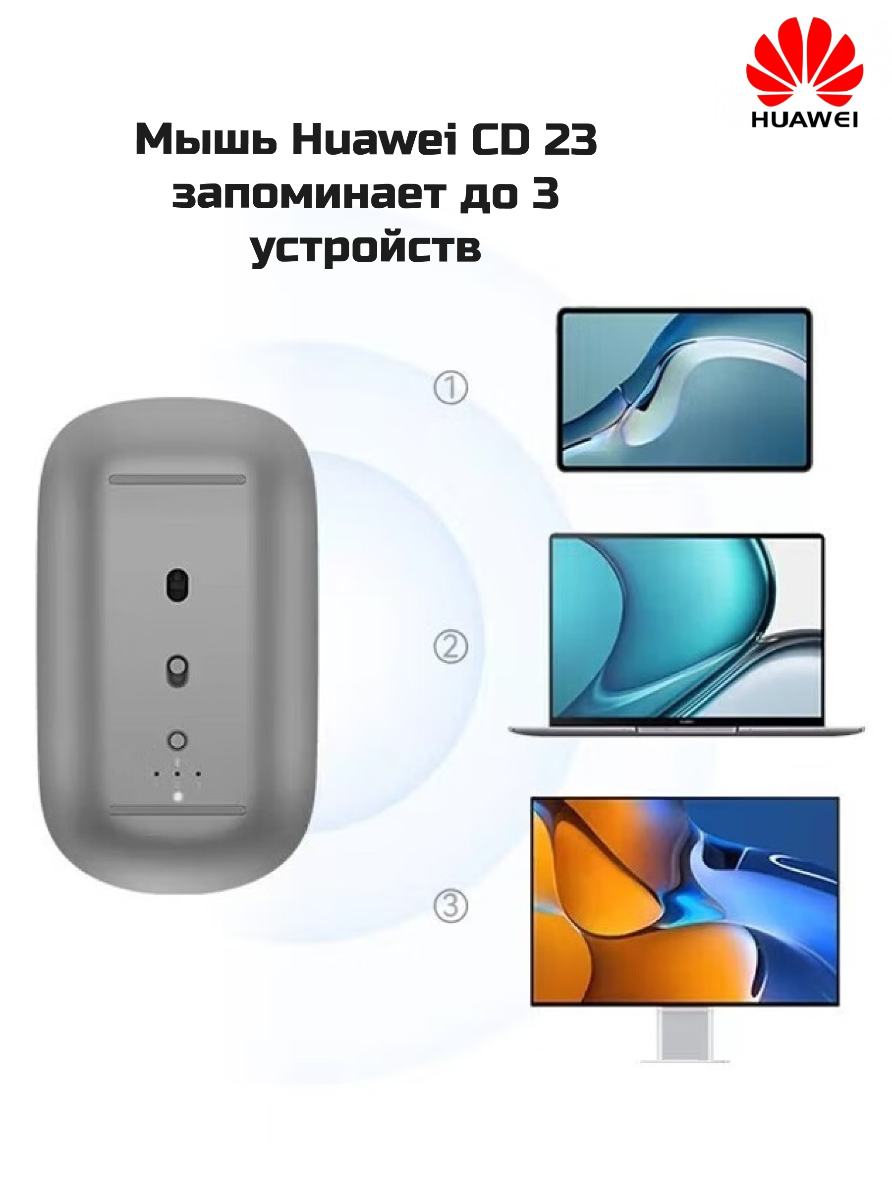 Мышь беспроводная HUAWEI CD23 серебро