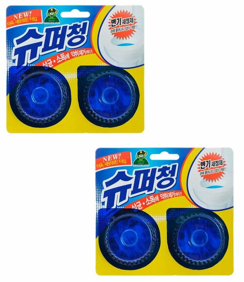 Таблетки очиститель для бачка унитаза, с эффектом окрашивания воды, Sandokkaebi Super Chang, 2х40гр 2 упаковки
