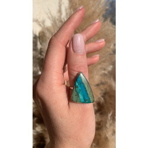 фото Кольцо true stones, малахит, хризоколла, размер 17, голубой, зеленый