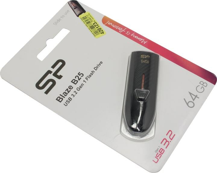 Флешка USB SILICON POWER Blaze B25 16Гб, USB3.0, черный [sp016gbuf3b25v1k] - фото №12