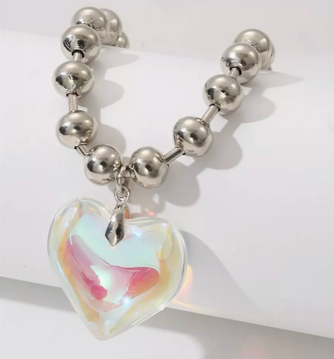 Чокер, пластик, длина 42 см, голубой, серый — фото 1