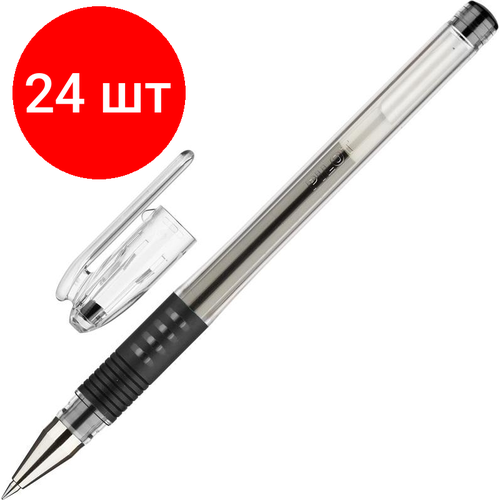 Комплект 24 штук, Ручка гелевая неавтомат. PILOT BLGP-G1-5 резин. манжет. черная 0.3мм
