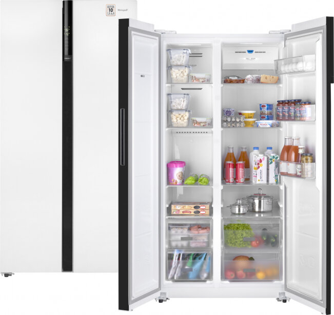 Отдельностоящий холодильник с инвертором Weissgauff WSBS 600 WG NoFrost Inverter Side by Side двухдверный, 3 года гарантии, Мощность замораживания 12 кг сутки, Объём 660 л, Сенсорное управление, Цифровой дисплей, Суперзаморозка, Суперохлаждение, A++