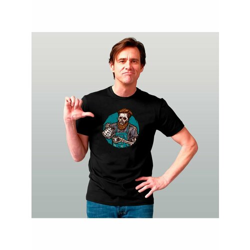 фото Футболка бариста скелет с бородой, размер m, черный zerosell