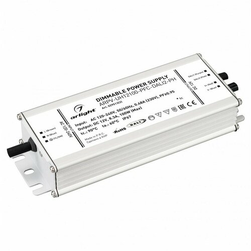 Блок питания ARPV-UH12100-PFC-DALI2-PH (12V, 8.3A, 100W) (Arlight, IP67 Металл, 7 лет) 029513(2)