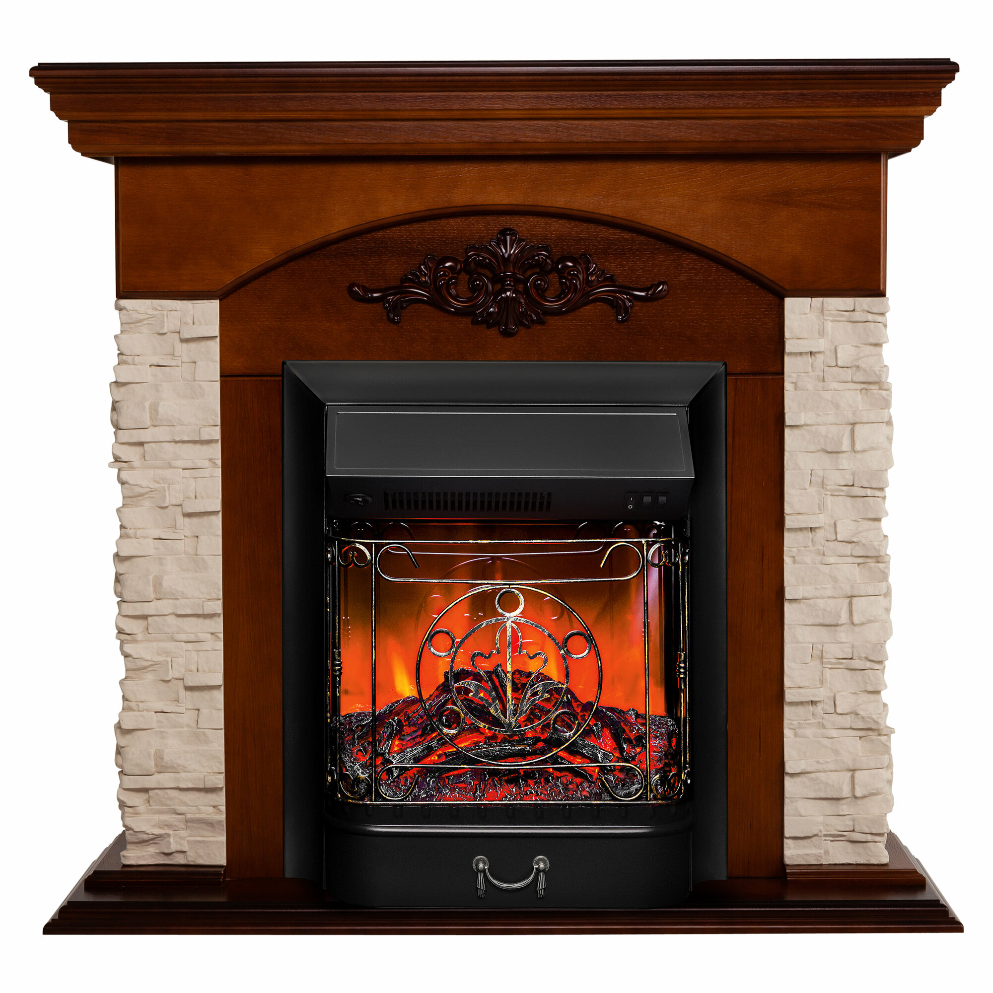 фото Электрокамин RealFlame Neapolis NT с Majestic Lux BL, звук потрескивания дров