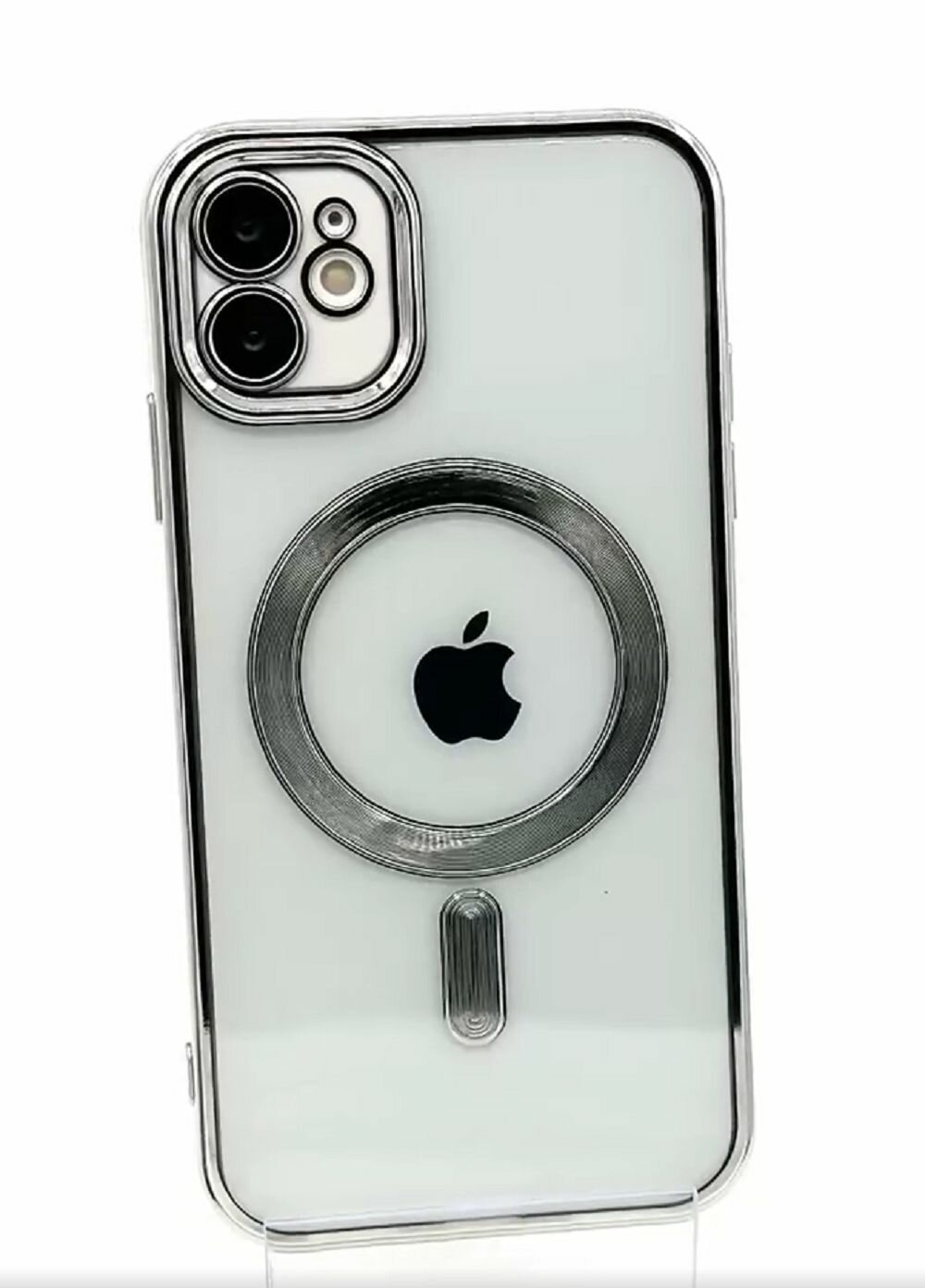 Чехол на iPhone 12 mini Magsafe с защитой камеры серебристый