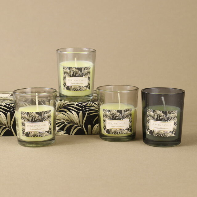 фото Koopman Набор свечей в стакане Finneoly - Tropical Paradise 6 см, 4 шт, в подарочной упаковке ACC690060