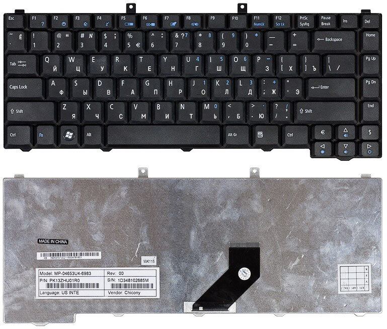 Клавиатура для ноутбука Acer TA521612 русская, черная
