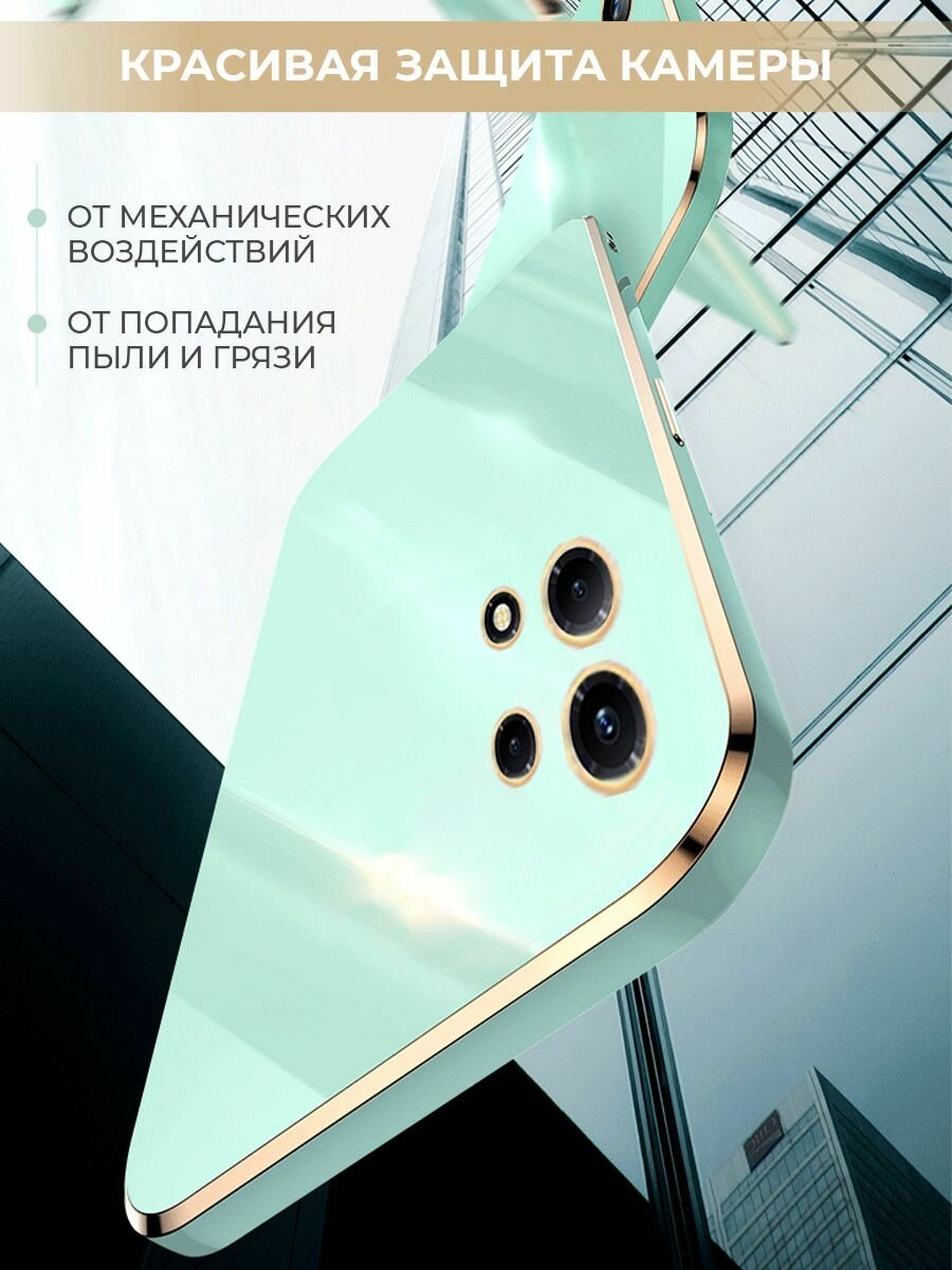 Чехол на Infinix note 30 силиконовый защитный бампер для Инфиникс нот 30 с золотой рамкой Белый — фото 1