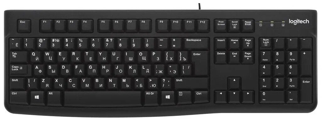 Клавиатура Logitech K120 оптический, черный, русская/английская, 1 шт.