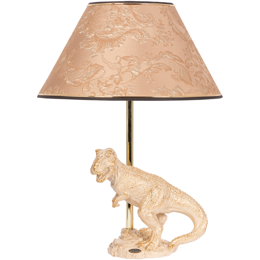 Настольная лампа Bogacho Динозавр Тирекс кремовая с абажуром кремового цвета цвета ручная работа