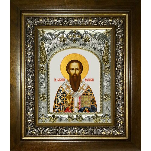 святитель василий великий икона на доске 20 25 см Икона Василий Великий святитель