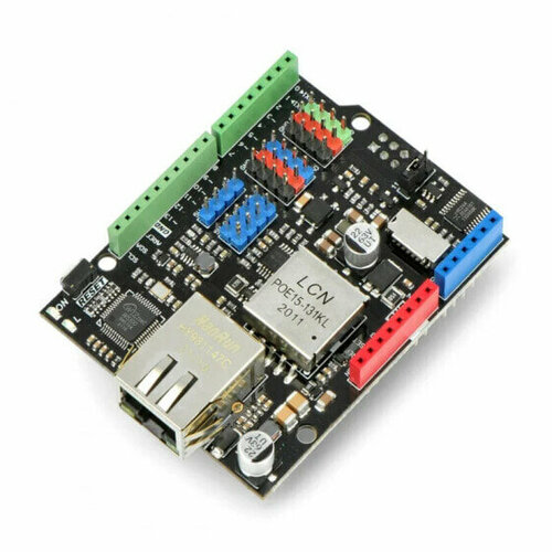 Ethernet and PoE Shield - W5500 - Ethernet and PoE Shield for Arduino - DFRobot DFR0850 10548₽