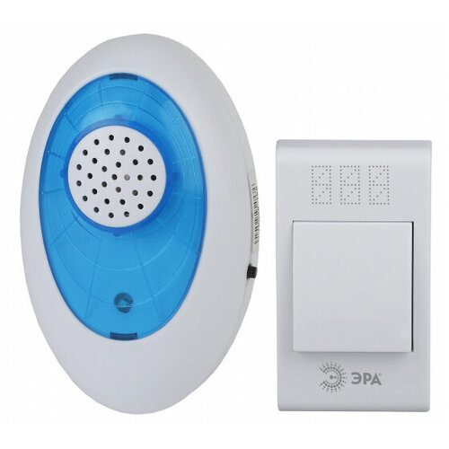 Звонок дверной ЭРА A01 беспроводной аналоговый белый с синим 32 мелодии
