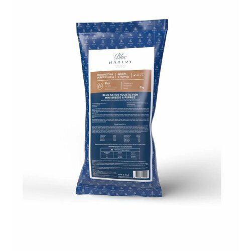 Корм Blue Native Holistic Fish для щенков и взрослых собак мелких пород с рыбой 7 кг
