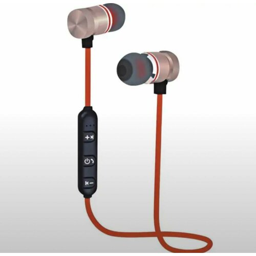Беспроводные наушники с шумоподавлением микрофон для спорта красный шнурок 650₽