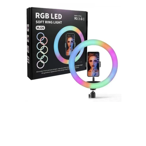 Светодиодная кольцевая лампа цветная 26 см (Без штатива) RGB LED MJ-26 Soft Ring Light (мультиколор) светодиодная кольцевая лампа цветная 26 см без штатива rgb led mj 26 soft ring light мультиколор